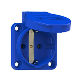 Háztartási dugalj beépíthető 2P+E +csapófedél 16A 3P 250V műanyag 50x50mm kék egyenes S-Nova PCE
