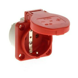 Háztartási dugalj beépíthető 2P+E +csapófedél 16A 3P 250V műanyag 50x50mm piros S-Nova PCE