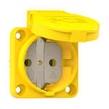 Háztartási dugalj beépíthető 2P+E +csapófedél 16A 3P 250V műanyag 50x50mm sárga S-Nova PCE