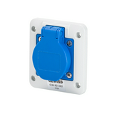 Ipari dugalj beépíthető 2P+E 16A 2P 230V műanyag kék egyenes csavaros IP54 IEC309HP GEWISS