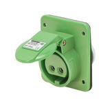Ipari dugalj beépíthető 2P+E 20-25V/40-50V(100-200Hz) zöld ferde 16A IP44 műanyag IEC309HP GEWISS