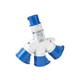 Ipari dugaszoló elosztó adapter 2P+E 1villa-3aljzat 16A 230V(50+60Hz) kék ferde PratiKa Schneider