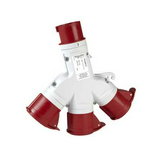 Ipari dugaszoló elosztó adapter 3P+E 1villa-3aljzat 16A 400V(50+60Hz) piros PratiKa Schneider