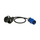 Ipari dugvilla lengő 2P+E lakókocsi adapter 16A 230V(50+60Hz) kék IP44 műanyag csavaros PCE