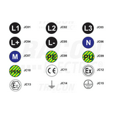 Jelölőcímke L3 (3.fázisvezető váltakozó áramú rendszerekben) 20mm-átmérő felirattal fekete TRACON