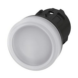 Jelzőlámpa fej műanyag d22 kerek fehér lapos 1-lámpa fekete műanyag-gyűrű SIRIUS ACT SIEMENS