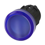 Jelzőlámpa fej műanyag d22 kerek kék lapos 1-lámpa fekete műanyag-gyűrű SIRIUS ACT SIEMENS