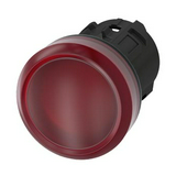Jelzőlámpa fej műanyag d22 kerek piros lapos 1-lámpa fekete műanyag-gyűrű SIRIUS ACT SIEMENS