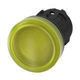 Jelzőlámpa fej műanyag d22 kerek sárga lapos 1-lámpa fekete műanyag-gyűrű SIRIUS ACT SIEMENS