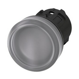 Jelzőlámpa fej műanyag d22 kerek víztiszta lapos 1-lámpa fekete műanyag-gyűrű SIRIUS ACT SIEMENS