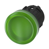 Jelzőlámpa fej műanyag d22 kerek zöld lapos 1-lámpa fekete műanyag-gyűrű SIRIUS ACT SIEMENS
