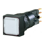 Jelzőlámpa fej négyzetes fehér lapos 1-lámpa fekete műanyag-előlapgyűrű Q18LF-WS EATON