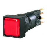 Jelzőlámpa fej négyzetes piros lapos 1-lámpa fekete műanyag-előlapgyűrű Q18LF-RT EATON