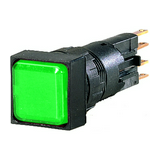 Jelzőlámpa fej négyzetes zöld lapos 1-lámpa fekete műanyag-előlapgyűrű 16mm-átmérő Q18LF-GN EATON