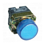 Jelzőlámpa komplett fém d22 1x BA9s kék 400V AC/DC kerek lapos csavaros TRACON