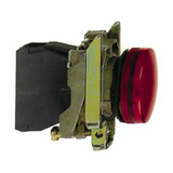Jelzőlámpa komplett fém d22 1x BA9s piros 0-250V AC/DC kerek lapos Harmony XB4 Schneider