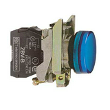 Jelzőlámpa komplett fém d22 1x LED kék 230-240V AC/DC kerek lapos Harmony XB4 Schneider