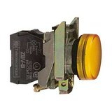 Jelzőlámpa komplett fém d22 1x LED narancs 230-240V AC/DC kerek lapos Harmony XB4 Schneider
