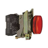 Jelzőlámpa komplett fém d22 1x LED piros 230-240V AC/DC kerek lapos Harmony XB4 Schneider