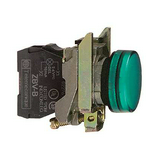 Jelzőlámpa komplett fém d22 1x LED zöld 230-240V AC/DC kerek lapos Harmony XB4 Schneider