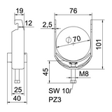 Kengyeles bilincs műa.nyomóval 1 x 64-70mm tűzihorganyzott acél BS-U1-K-70 FT OBO-BETTERMANN