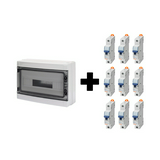1db GW40106BS DC1000V kiselo. FK átl.ajtó 1x18M PEN sínnel IP65+9 db GW92007 1P 16A C 6kA kism.