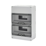 Kiselosztó PE/N sín nélkül UV-álló DC1000V 2x 12M falonkívüli szürke IP55 átlátszó 40CD GEWISS