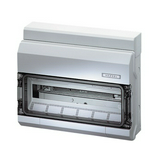 Kiselosztó PE/N nélkül műanyag 1x 18M falonkívüli szürke IP54 átlátszó zárt-fedél KV 1618 Hensel