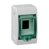 Kiselosztó PE/N-sínnel műanyag 1x 4M falonkívüli szürke IP65 átlátszó ajtó Kaedra Schneider