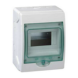 Kiselosztó PE/N-sínnel műanyag 1x 6M falonkívüli szürke IP65 átlátszó ajtó Kaedra Schneider