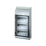 Kiselosztó PE/N sínnel rugós 3x 12M falonkívüli szürke IP65 átlátszó zárt-fedél KV 9336 Hensel