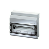 Kiselosztó PE/N sínnel rugós műanyag 1x 18M falonkívüli szürke IP54 átlátszó ajtó KV 1518 Hensel