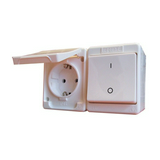 Kontállux kapcsolós dugalj 102+162 falonkívüli fehér IP44 műanyag Daf2-162+Kbi2-102kv LEGRAND