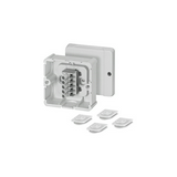 Kötődoboz 5x4x2,5mm2 falonkívüli 88mmx 88mmx 49mm szürke műanyag IP54 4 kábel/cső DP 9025 Hensel