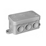Kötődoboz falonkívüli 75mm x 45mm x  40mm szürke műanyag IP54 8 kábel/cső BUDVILL