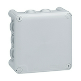 Kötődoboz falonkívüli műanyag 150mm x 150mm 81mm szürke IP55 25mm2-vezetőhöz(max.) Plexo LEGRAND