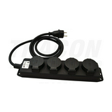 Kültéri elosztósor szerelhető csapófedeles 3680W 3mm2 1.5m 4x2P+E/230V 16A fekete IP44 TRACON