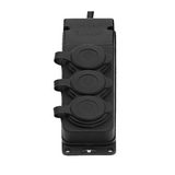 Kültéri elosztósor szerelhető csapófedeles 3680W 3x2P+E/230V 16A fekete IP44 ANCO