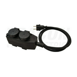 Kültéri elosztósor szerelhető csapófedeles 3680W 5mm2 1.5m 4x2P+E/230V 16A fekete IP44 TRACON