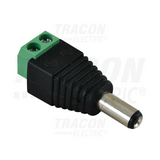 LED csatlakozódugó d5,5mm-Jack/csavaros dugó/kapocs 2x fekete TRACON