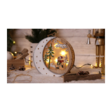 LED karácsonyi dekoráció hold-hóember 6/18h-időzítős 2xAAA-elem(nélkül) fehér-fényű 3V DC TRACON