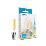 LED lámpa B35 2db gyertya filament 7W- 60W E14 806lm 840 220-240V AC 35000h 360° 4000K Modee