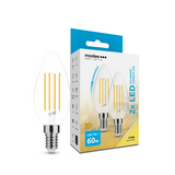 LED lámpa B35 DIM 2db gyertya filament 7W- 50W E14 750lm 827 DIM 220-240V AC 35000h 360° Modee