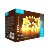 Modee Karácsonyi LED Füzér Berry Plastic Adapteres (200LED/20m/10cm) warm MELEGFEHÉR BOGYÓS