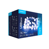 LED karácsonyi füzér 100LED/10m műanyag tápegység-dugóval 8mód kültéri 10db/m AC IP44 Berry Modee