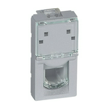 Mosaic telefon csatlakozó betét közp. fedéllel RJ11 műanyag alumínium címketartóval LEGRAND