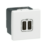 Mosaic USB töltőaljzat A+C 3000mA/ 5V modultartó fehér IP40 LEGRAND