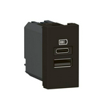 Mosaic USB töltőaljzat A+C 3000mA/ 5V modultartó fekete IP40 LEGRAND