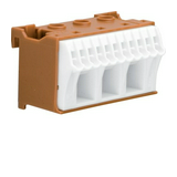 N-kapocsblokk QuickConnenct barna 1P 63A csavarmentes 11csatl./<6mm2 3csatl./25mm2 KN Hager