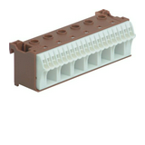 N-kapocsblokk QuickConnenct barna 1P 63A csavarmentes 20csatl./<6mm2 6csatl./25mm2 KN Hager
